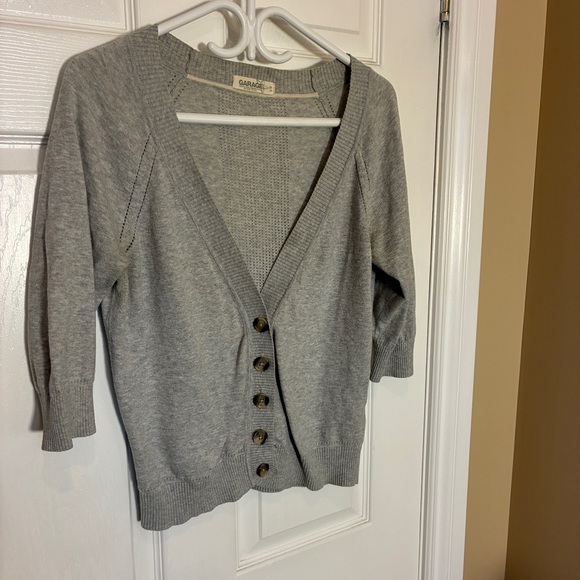 Garage Sweaters - Vintage Y2K Garage Gray Button-Front Cardigan | 100% Cotton | Women’s Large